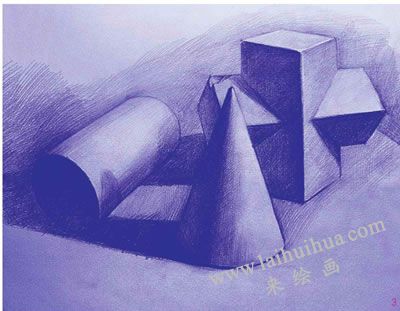 三個(gè)幾何體組合素描表現(xiàn)步驟03