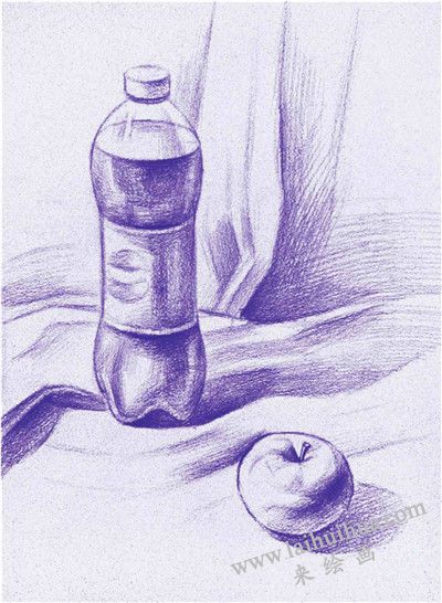 《可樂瓶與蘋果》素描寫生步驟02