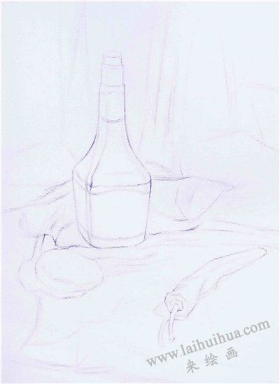 《醬油瓶與蔬菜》素描寫(xiě)生步驟01