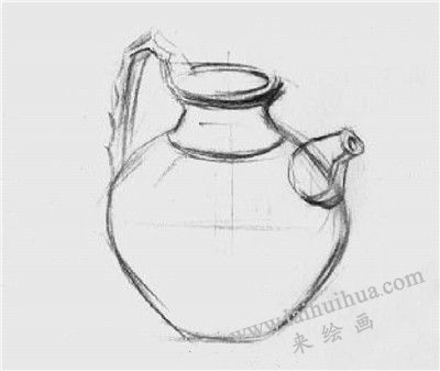 高柄瓷罐素描畫法步驟02