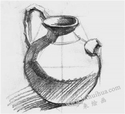 高柄瓷罐素描畫法步驟03