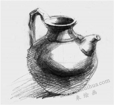 高柄瓷罐素描畫法步驟04