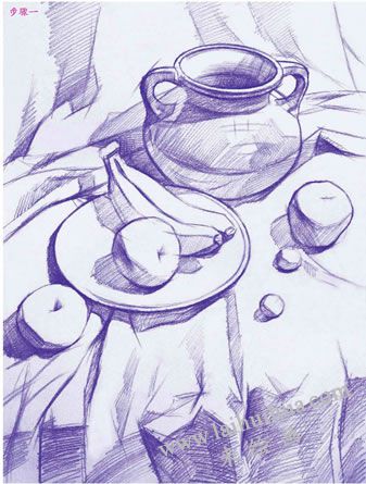 器皿組合素描的明暗畫法步驟01