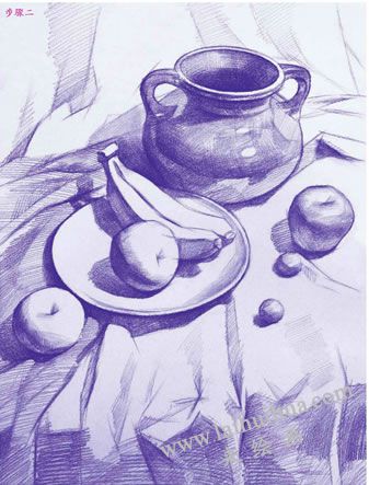 器皿組合素描的明暗畫法步驟02