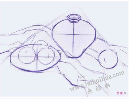 水果組合素描結(jié)構(gòu)畫法步驟02