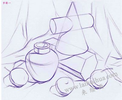 幾何體組合素描的明暗畫(huà)法步驟01