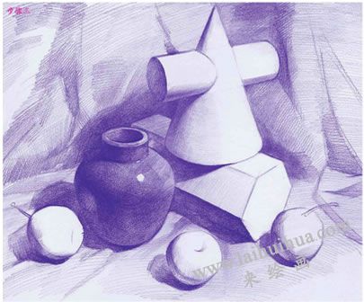 幾何體組合素描的明暗畫(huà)法步驟03