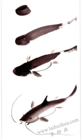 鲇魚的國(guó)畫畫法步驟01
