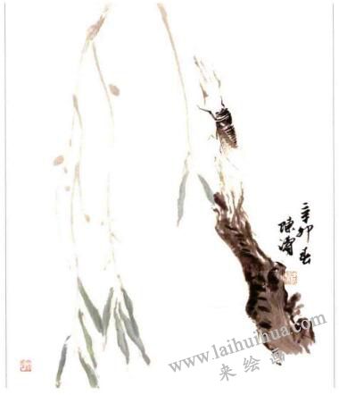 蟬的國畫畫法步驟02
