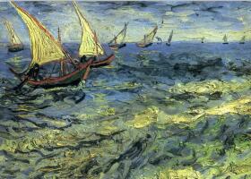 梵高《海上的漁船》油畫作品