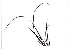國畫蘭花：兩叢蘭葉的畫法