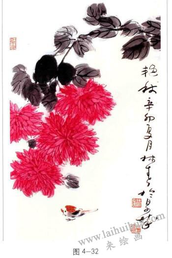 國(guó)畫菊花,色勾