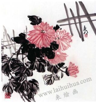 國(guó)畫(huà)菊花的范畫(huà)練習(xí)步驟04