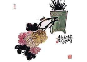 國畫菊花的范畫練習(xí)步驟三