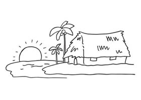 海邊風(fēng)景簡筆畫作品