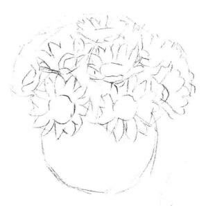 太陽花素描畫法步驟01
