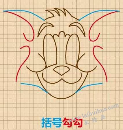 湯姆貓（Tom）簡筆畫畫法步驟06