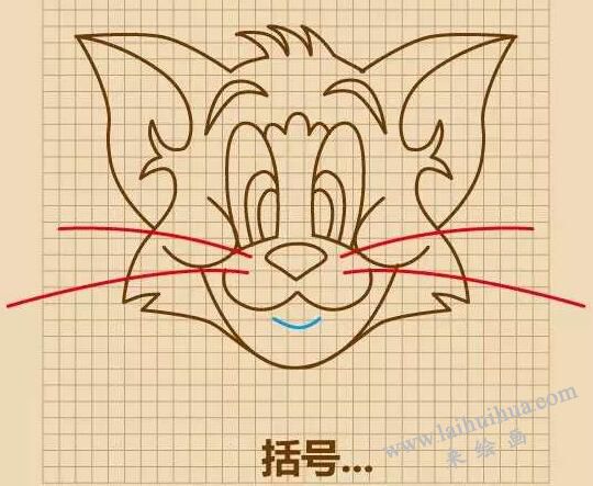 湯姆貓（Tom）簡筆畫畫法步驟09