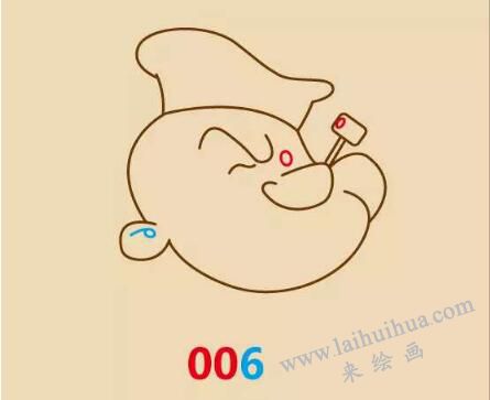 大力水手簡筆畫畫法步驟08