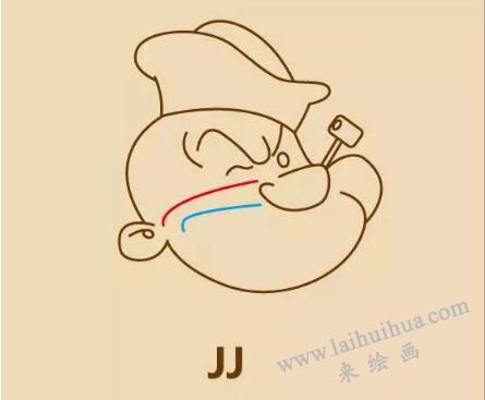 大力水手簡筆畫畫法步驟10