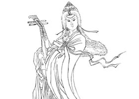 王昭君白描仕女圖