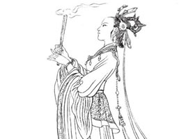貂蟬白描仕女圖