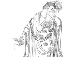 楊貴妃白描仕女圖