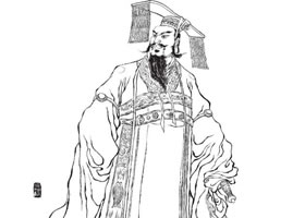 漢武帝白描圖