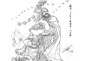 蘇武白描圖