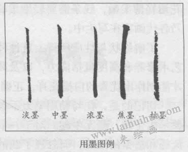 白描花卉的基本筆法：用墨圖例