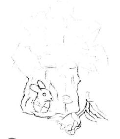 小盆栽木盆花卉素描畫法步驟03