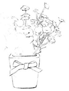 小盆栽香菊素描畫法步驟03