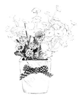 小盆栽香菊素描畫法步驟09
