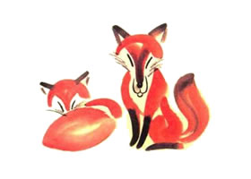 兩只狐貍兒童水墨畫(huà)畫(huà)法