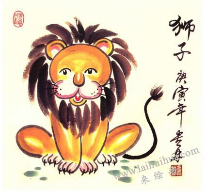 獅子兒童水墨畫畫法步驟05