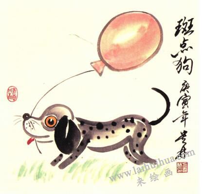 斑點狗兒童水墨畫畫法步驟05