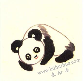熊貓母子兒童水墨畫畫法步驟02