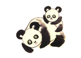 熊貓母子兒童水墨畫(huà)畫(huà)法
