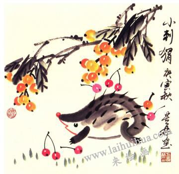 小刺猬兒童水墨畫畫法步驟05