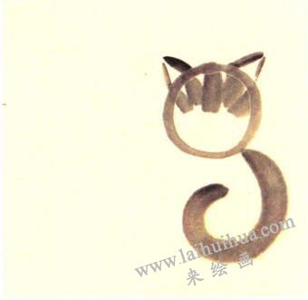 兩只小花貓兒童水墨畫(huà)畫(huà)法步驟01