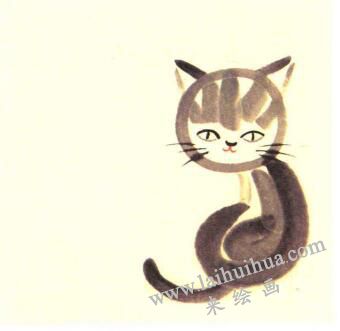 兩只小花貓兒童水墨畫(huà)畫(huà)法步驟02