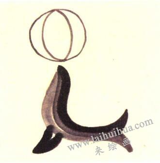 海獅頂球兒童水墨畫畫法步驟02
