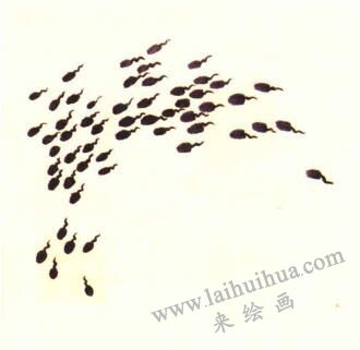 小蝌蚪兒童水墨畫畫法步驟02