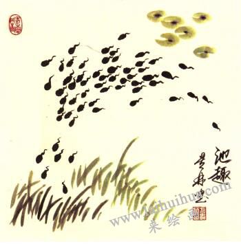 小蝌蚪兒童水墨畫畫法步驟05