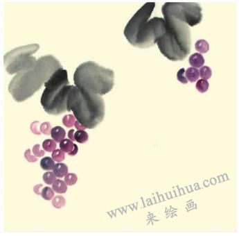 葡萄兒童水墨畫畫法步驟02