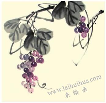 葡萄兒童水墨畫畫法步驟04