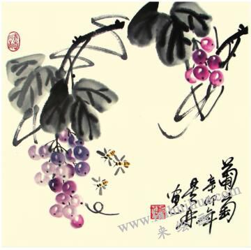葡萄兒童水墨畫畫法步驟05