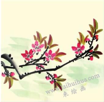 桃花兒童水墨畫畫法步驟04