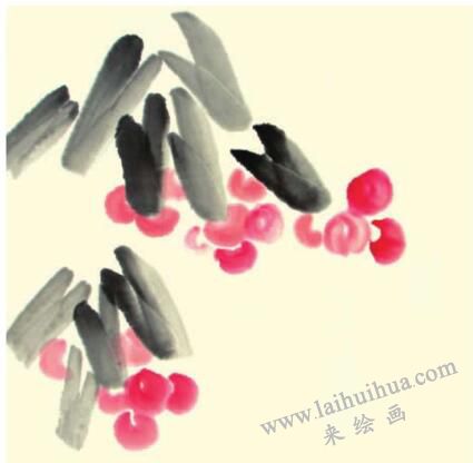 荔枝兒童水墨畫畫法步驟02