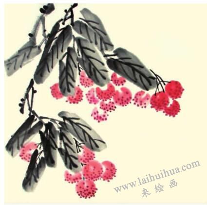 荔枝兒童水墨畫畫法步驟04